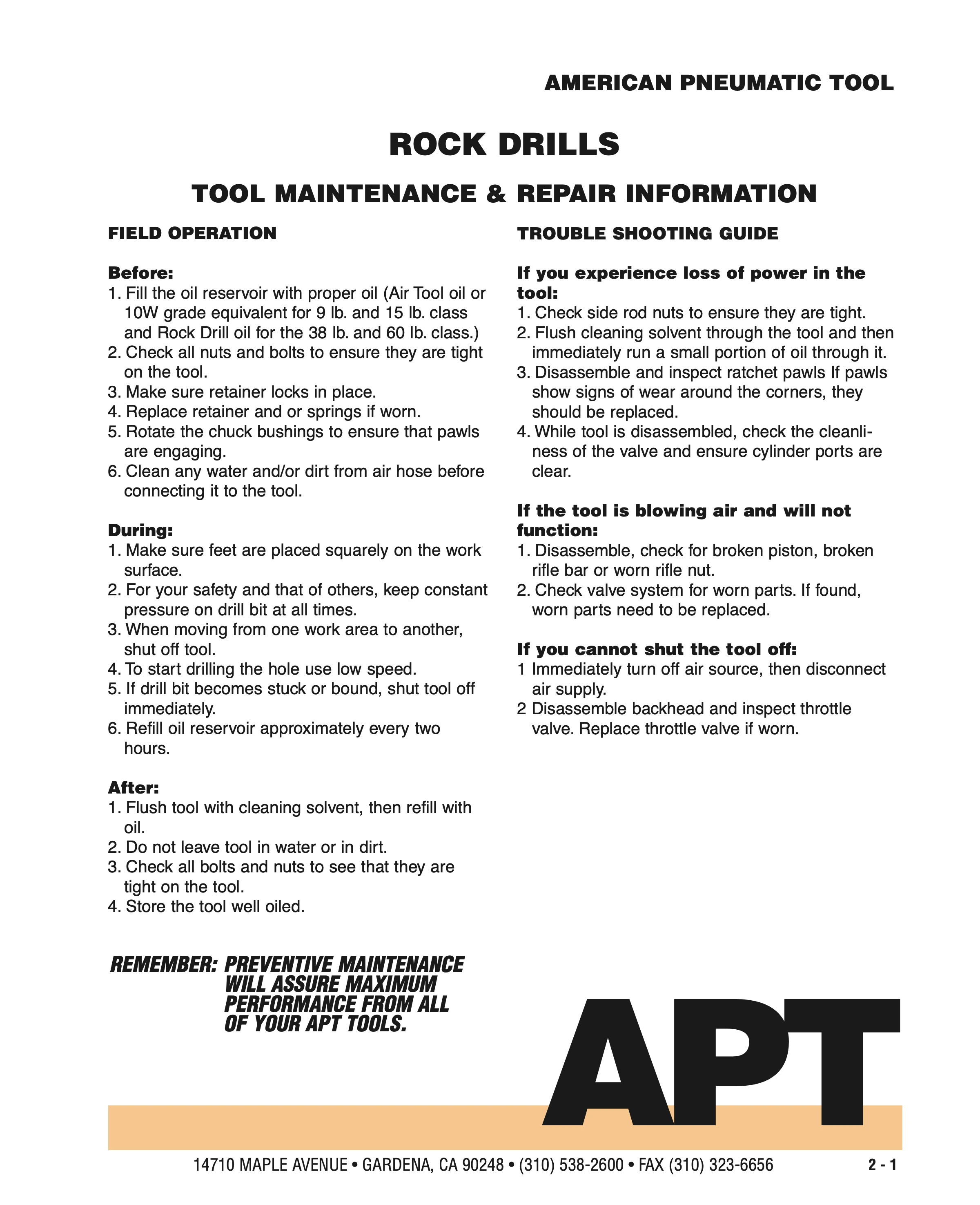 American Pneumatic 137 Series PDF page 1 of 11