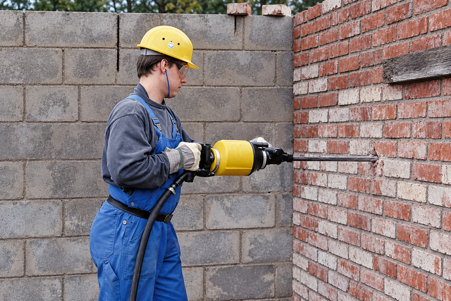 Illustrative restoration of the Atlas Copco BBD 12 D masonry drilling photograph